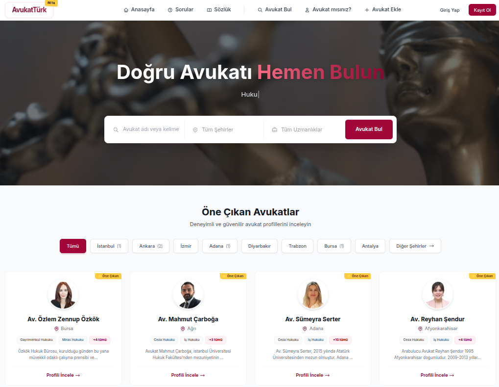 AvukatTürk - Avukat Bulma ve Hukuk Platformu kapak